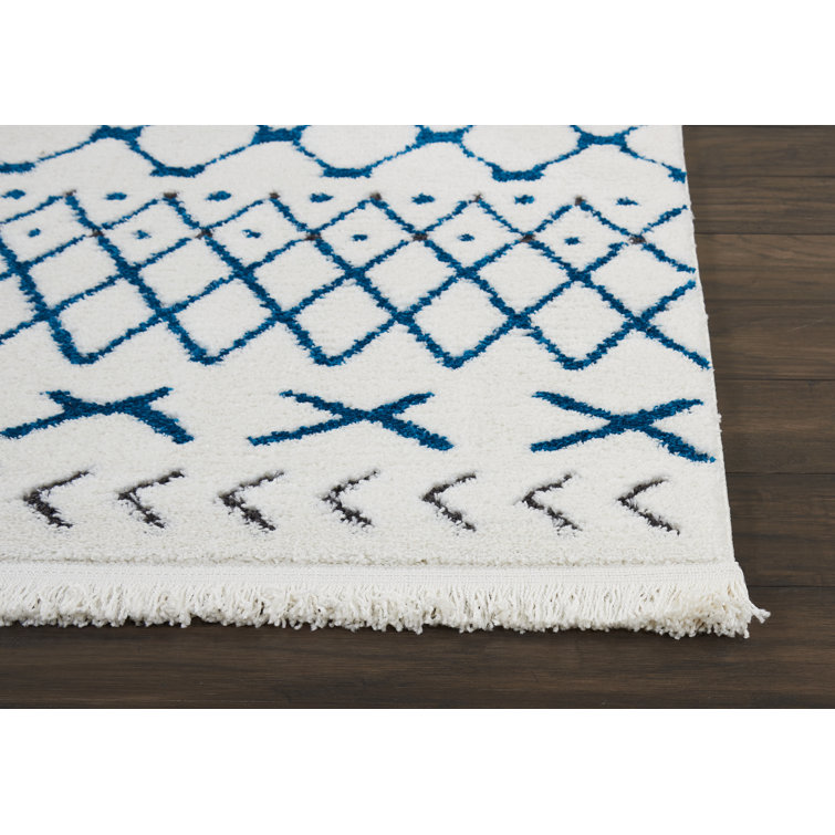 Bloomsbury Market Beacham White/Blue Rug & Reviews Wayfair.co.uk